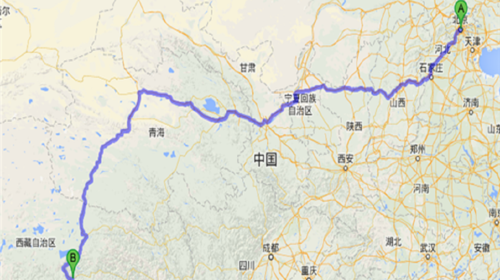 北京至拉萨只有一班火车,太原为中途站,z21次,北京西站始发.