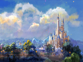 奇幻童话城堡里的迪士尼公主们