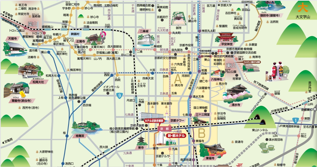 地铁自动购票,快慢车),礼仪 开始之前先放地图,让大家对大阪和京都有