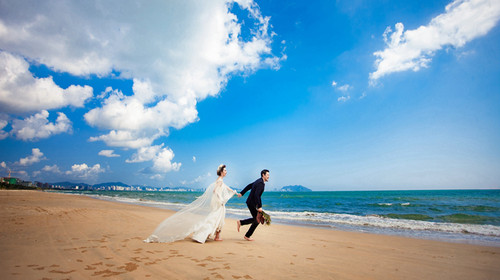 三亚旅拍摄影婚纱照+浪漫海景+免费礁石海岸