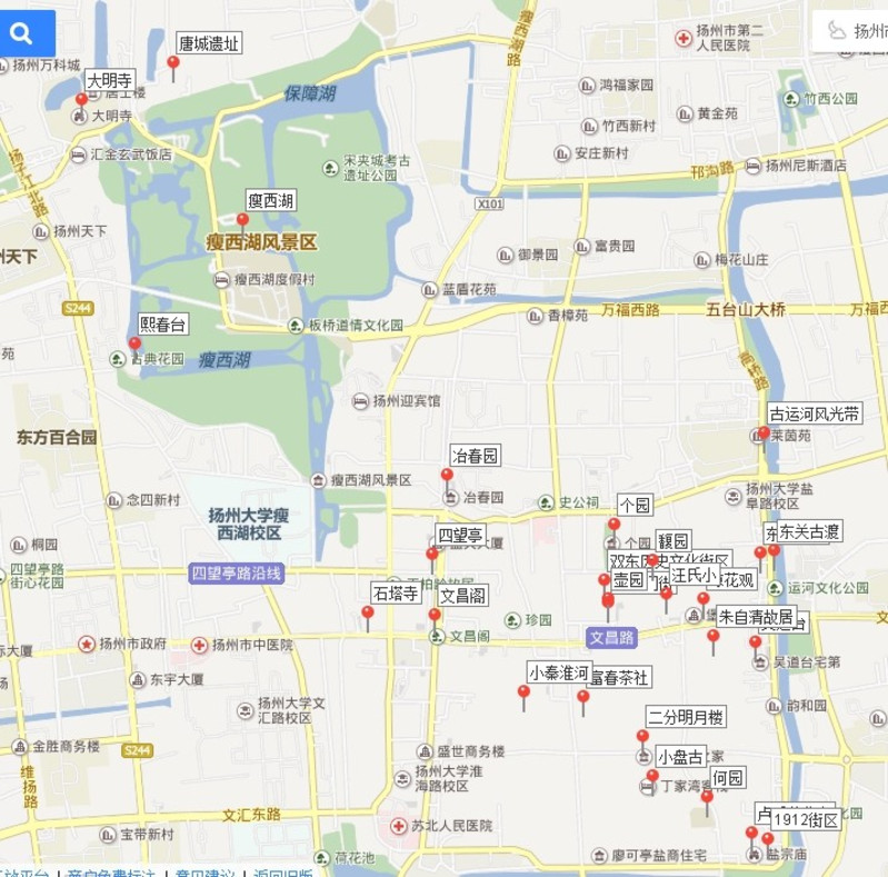 扬州景点位置地图