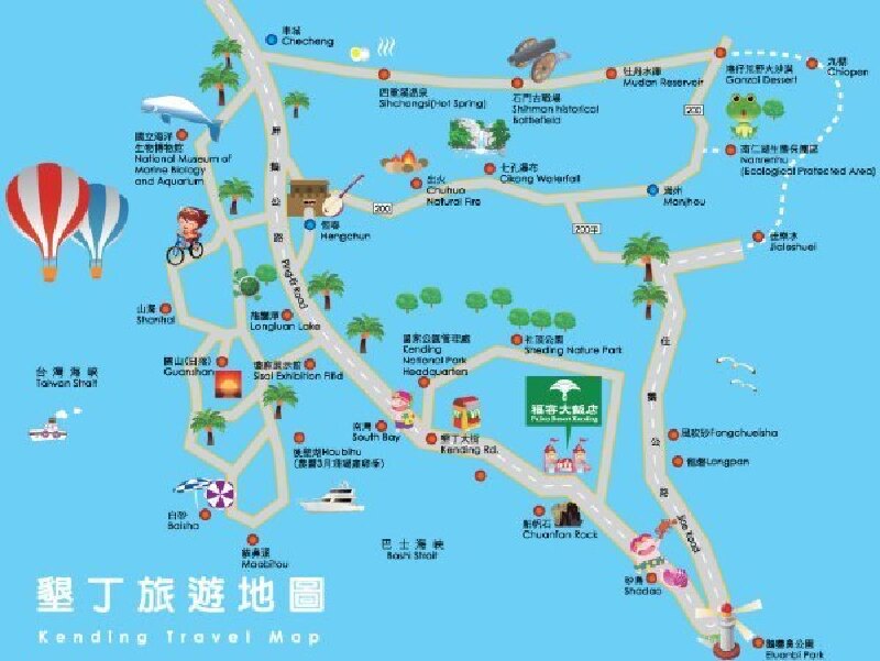 从地图可以看出垦丁的景点分布有东线和西线