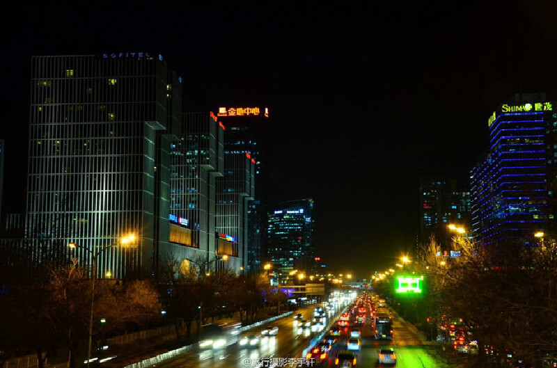 北京cbd万达广场夜景      
