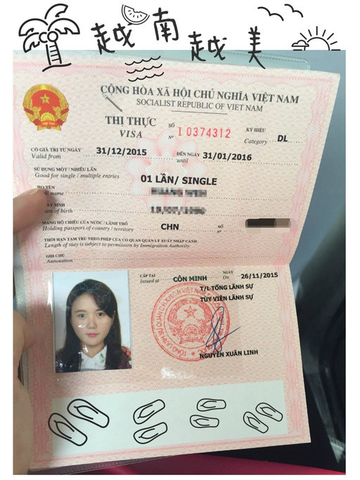 越南签证就是长这个样子的,证件照已丑哭,不用吐槽了谢谢.