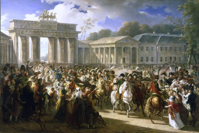 油画拿破仑进入勃兰登堡门.
