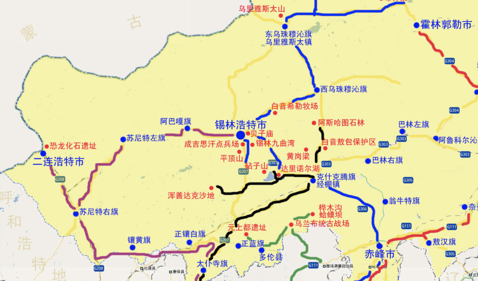 锡林郭勒地图地理位置展示_地图分享