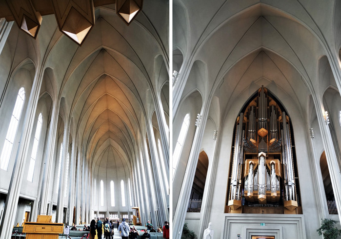 就是一个高而大的管风琴建筑结构,巨大管风琴般的雷克雅未克大教堂
