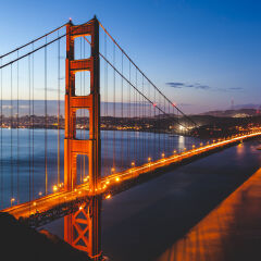 USA, California, San Francisco, Golden Gate Bridge in the evening