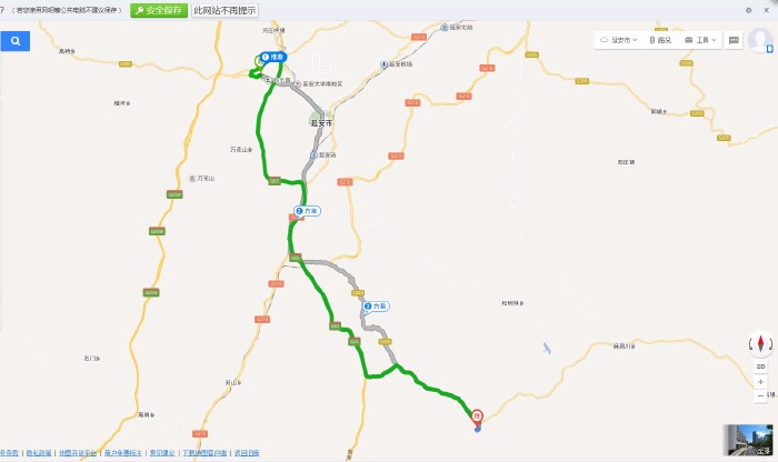 延安到南泥湾的路线图,目前南泥湾地区在搞开发建设,南泥湾革命旧址被