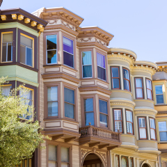 San Francisco Victorian houses near Washington Square California USA