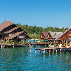 Houses on stilts in the fishing village of Bang Bao, Koh Chang, Thailand