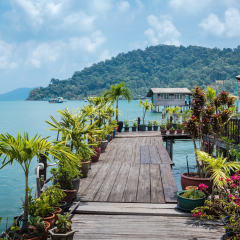 Houses on stilts in the fishing village of Bang Bao, Koh Chang, Thailand