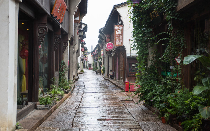 清幽的街道,雨后的小巷倒更添了几分秀气.