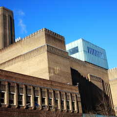 Tate Modern on the South bank of London, England,UK was originally built in 1947 as a power station and is now the UK's  national museum of modern art.