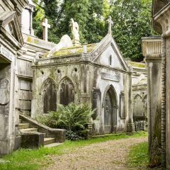 Highgate Cemetery, Highgate, London. There are approximately 170,000 people buried in around 53,000 graves in Highgate Cemetery, notable for many of the people buried there inc. Karl Marx