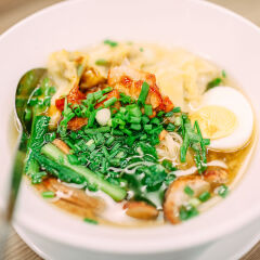 Thai Food - Pork Egg Noodle Soup with wonton