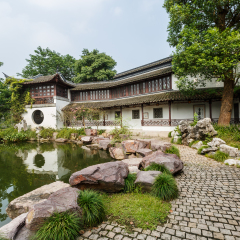 Hangzhou, China - on September 6, 2014: Chinese traditional garden in hangzhou xixi wetland