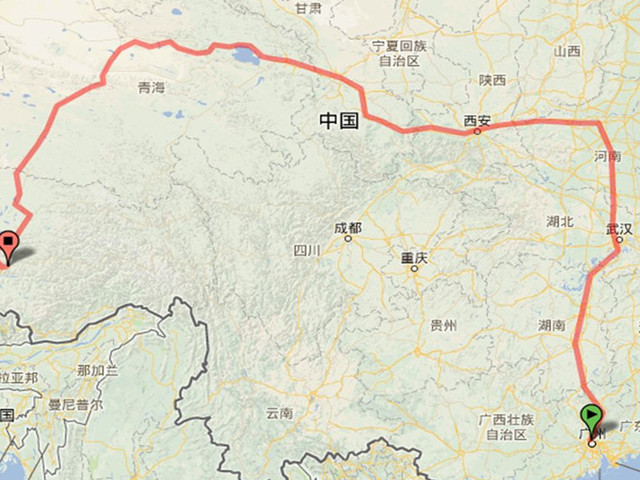 广州到拉萨行程图