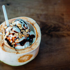 Close-Up Of Dessert On Table