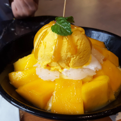 BANGKOK THAILAND- JULY 22: Mango desserts which is sold at Siam Center Bangkok