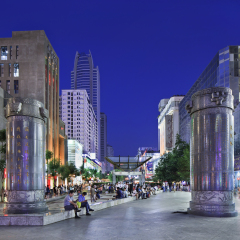 KUNMING-JULY 8, 2014. Nan Ping Jie Shopping area at night. Nanping Shopping Mall area has become a new landmark of Kunming city that attracts a large number of local residents as well as tourists.