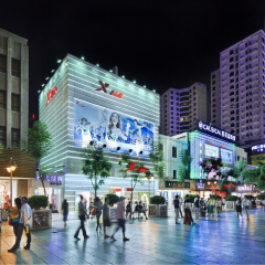 KUNMING-JULY 8, 2014. Nan Ping Jie Shopping area at night. Nanping Shopping Mall area has become a new landmark of Kunming city that attracts a large number of local residents as well as tourists.