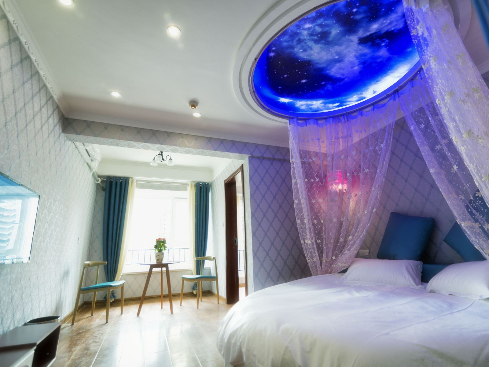 浪漫星空圆床房