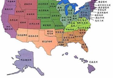美国各州分布地图图片