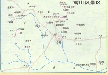 嵩山风景区旅游地图