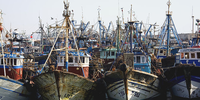 轮船每天定时从摩洛哥地中海沿岸的一些港口出发,驶向欧洲