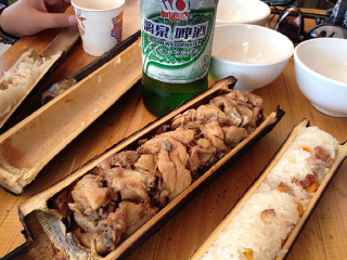 龙脊美食-竹筒鸡,竹筒饭