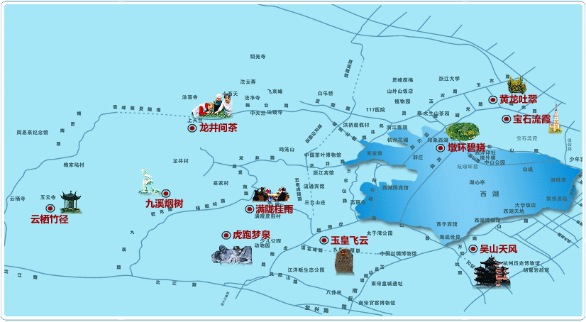 新西湖十景地图图片