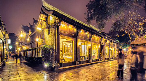 宽窄巷子夜晚,宽窄巷子夜景,宽窄巷子烟_大山谷图库