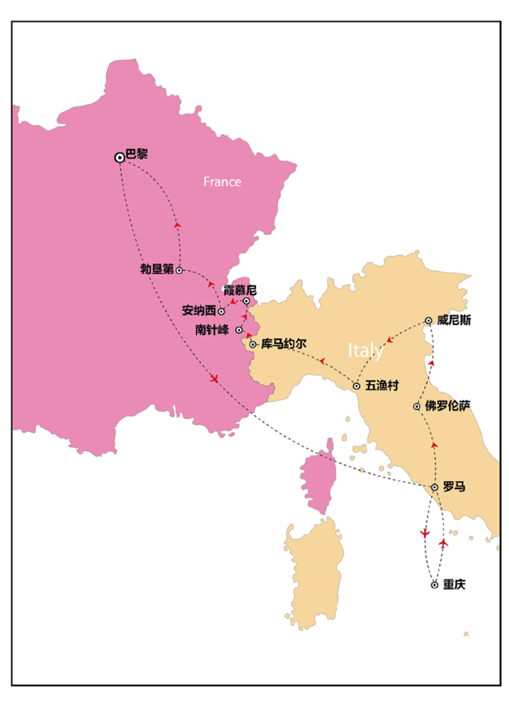  欧洲-法意2国13日游>飞跃冰河小贡多拉,勃朗峰,贡