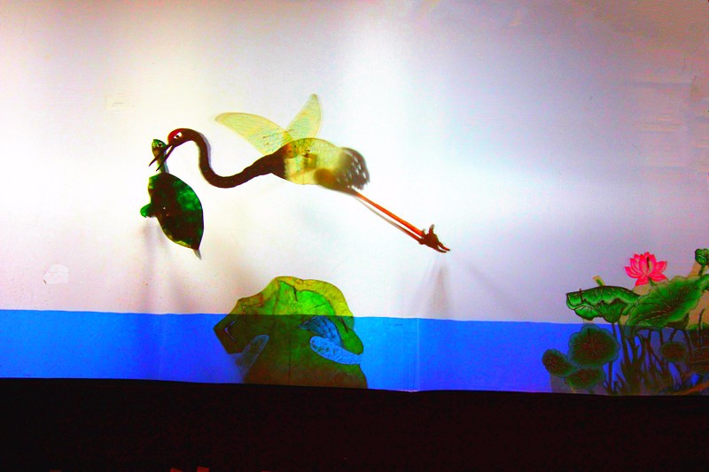 赶上晚上***场皮影戏,讲的是见义勇为的小仙鹤.