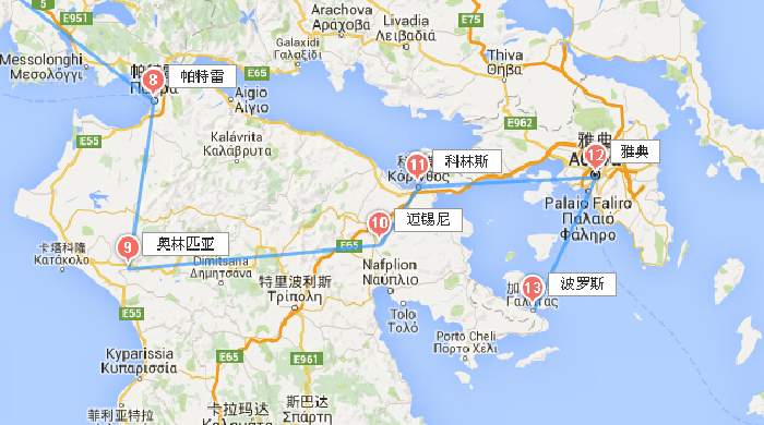 我们乘坐国际轮渡邮轮从意大利抵达希腊帕特雷港口,游玩了奥林匹亚