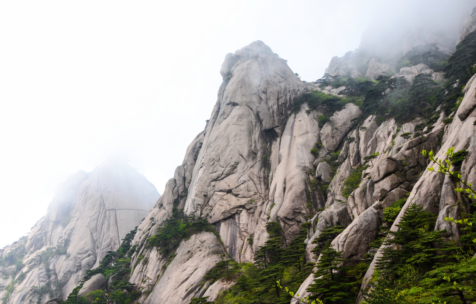 莲花峰是很陡峭的,多数地方接近90