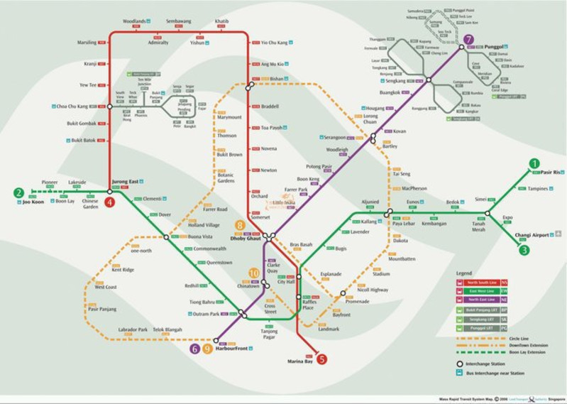 新加坡地鐵(singapore mass rapid transportation, smrt)共有四條