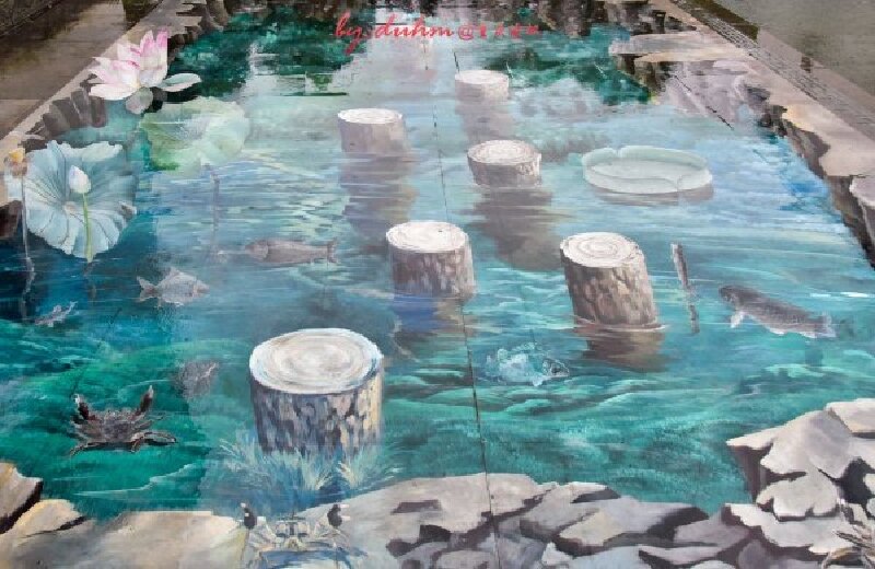 3d立体画,可能上雨,上面都有积水了