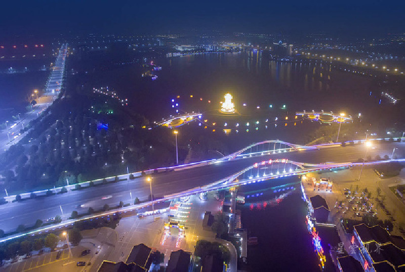 梦回江南 夜游唐山运河唐人街