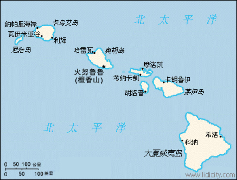 美国夏威夷州地图位置图片