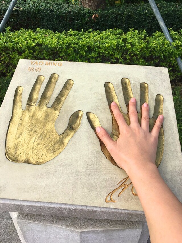星光大道有好多名人的手印,这个是姚明滴,他的手真大