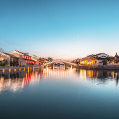 苏州斜塘老街风光夜景