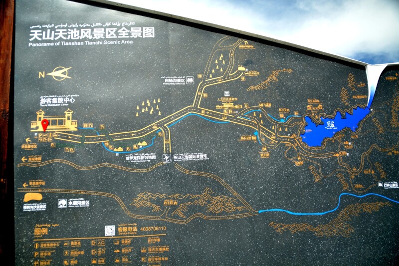 天山天池景区游览图图片