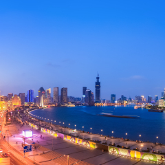 panoramic view of shanghai in a beautiful nightfall ,China
