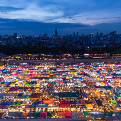 night market Ratchada at Bangkok Thailand in the sundown time The Train night market