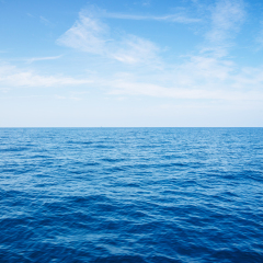Empty Blue Ocean and Blue Sky