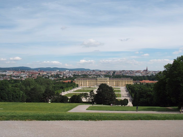 站在山顶俯瞰美泉宫和市区