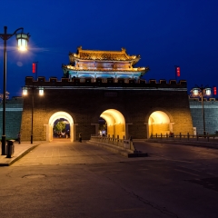 城墙、大门、夜晚、曲阜、中国_3835