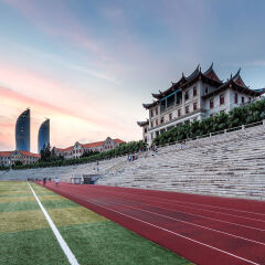 厦门大学上弦场与厦门新地标黄昏